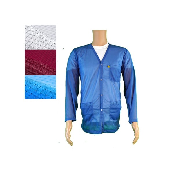 ESD Jacket, V-Neck, Snap Cuff, Color: Burgundy, 4X-Large